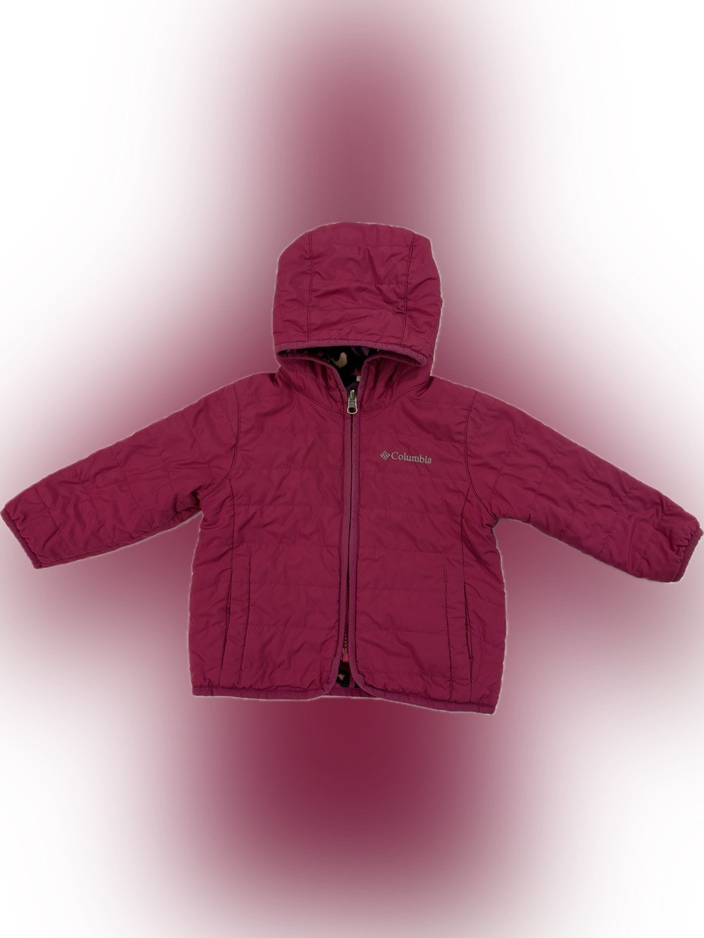 Columbia reversible Hooded Puffer fleece lined Jacket baby girl 12-18m